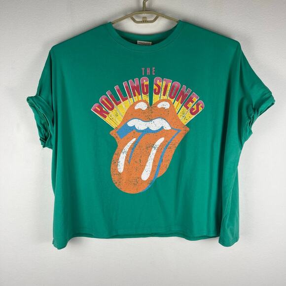 Fantastic Fawn Rolling Stones Green Oversized Shirt Tongue Graphic Womens Medium - Picture 3 of 12